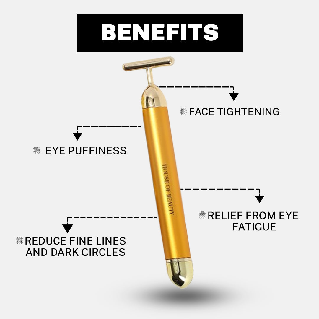 24k Gold Energy Beauty Bar Electric Vibration Facial Massage